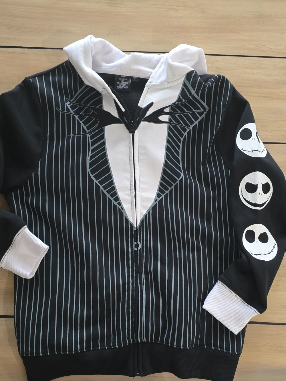 Disney Jack Skellington Pinstripe Hoodie Jacket - Black & White
